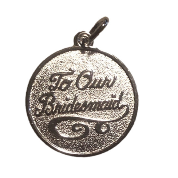 VTG Sterling Silver Bridesmaid Miniature Charm Bracelet Disc Charm 21mm - Picture 1 of 3